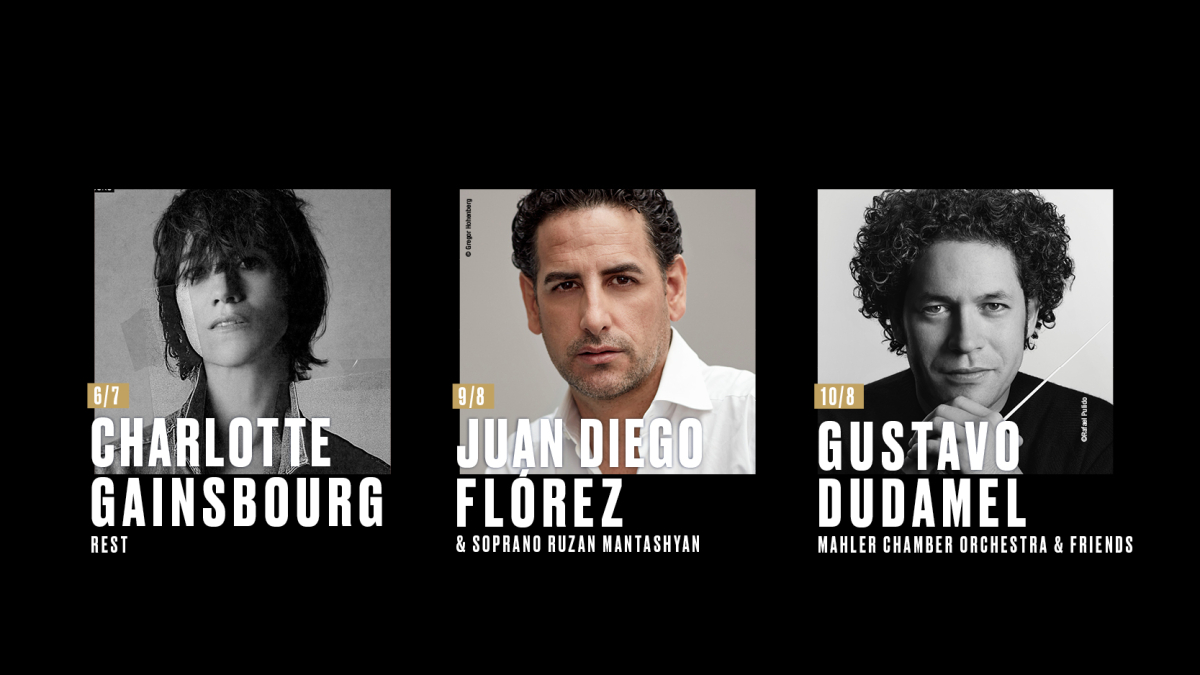 Singer and actress Charlotte Gainsbourg, tenor Juan Diego Flórez and conductor Gustavo Dudamel will be performing at the 33rd edition of the Festival.